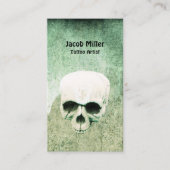 Tattoo Artist Skull Green Gothic Visitenkarte (Vorderseite)