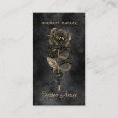 Tattoo Artist Snake Rose QR Code Visitenkarte (Vorderseite)