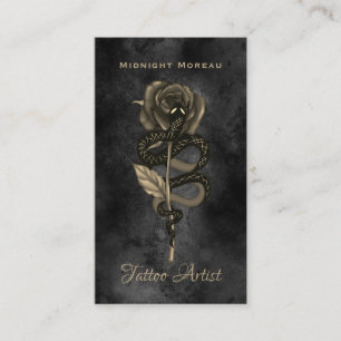 Tattoo Artist Snake Rose QR Code Visitenkarte