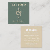 Tattoo Artist Snake Social Media Neutral Green Quadratische Visitenkarte (Vorne/Hinten)