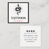 Tattoo Artist Social Media Schlange Illustration S Quadratische Visitenkarte (Vorne/Hinten)