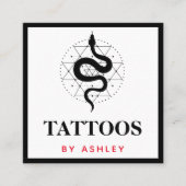Tattoo Artist Social Media Schlange Illustration S Quadratische Visitenkarte (Vorderseite)