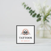 Tattoo Artist Social Media Skull Sunrise Sunset Quadratische Visitenkarte (Stehend Vorderseite)