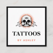 Tattoo Artist Social Media Skull Sunrise Sunset Quadratische Visitenkarte (Vorderseite)
