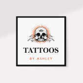 Tattoo Artist Social Media Skull Sunrise Sunset Quadratische Visitenkarte