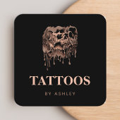 Tattoo Artist Studio Cool Melting Skull Gothic Quadratische Visitenkarte