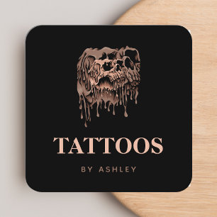 Tattoo Artist Studio Cool Melting Skull Gothic Quadratische Visitenkarte