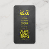 Tattoo Artist Tattoooist Monogram Black Yellow Visitenkarte (Rückseite)