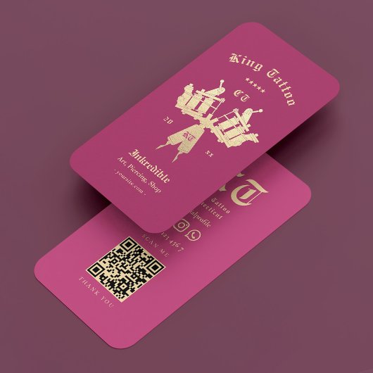 Tattoo Artist Tattoooist Monogram Pink Modern Visitenkarte