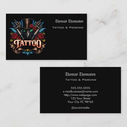 Tattoo artist  visitenkarte (Vorne/Hinten)