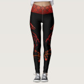 Tattoo Band Red Black Iridescent Scala Dragon Leggings (Vorderseite)