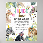 Tattoo Bar Safari Party Tiere Mädchen Geburtstag Poster (Vorne)