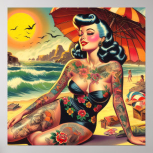 Tattoo Beach Button-up Poster