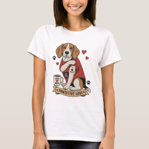 Tattoo-Beagle-Hunde-Illustration I Heart Mom T-Shirt