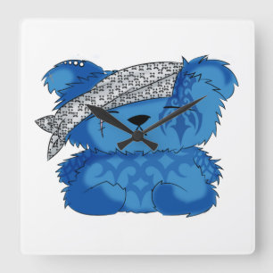 Tattoo bear quadratische wanduhr