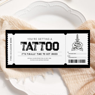 Tattoo bekommt einen Geschenkgutschein Einladung