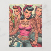 Tattoo Biker Girls Comic Postkarte (Vorderseite)