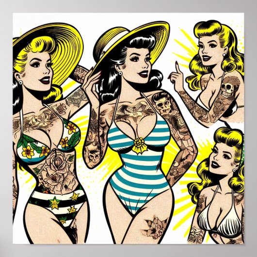 Tattoo-Bikini-Pin-up-Comics Poster (Vorne)