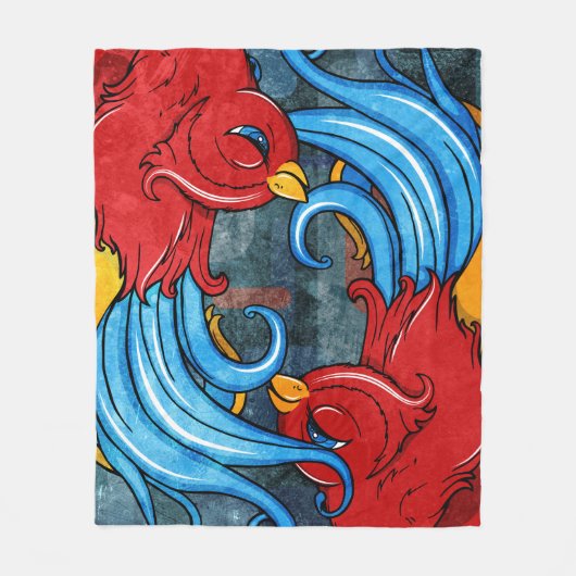 Tattoo Birds Fleecedecke (Vorderseite)