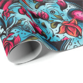 Tattoo Blue Hearts Theme Geschenkpapier (Rolleneckpunkt)