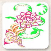 Tattoo-Blume Untersetzer (Vorderseite)