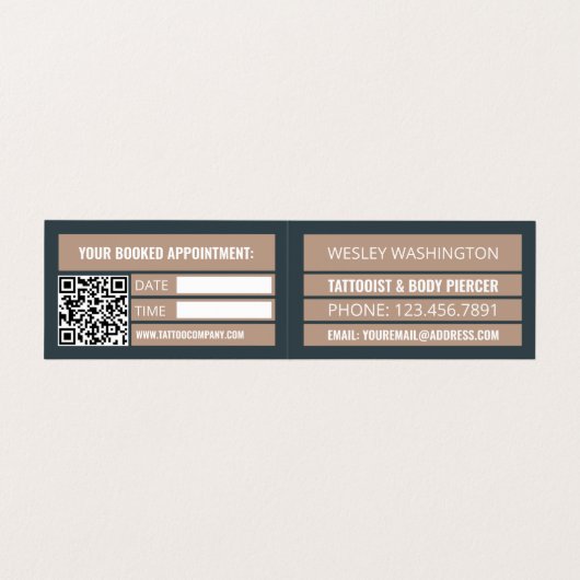 Tattoo & Body Piercing Studio, Ernennung Visitenkarten (Innenseite Aufgefaltet)