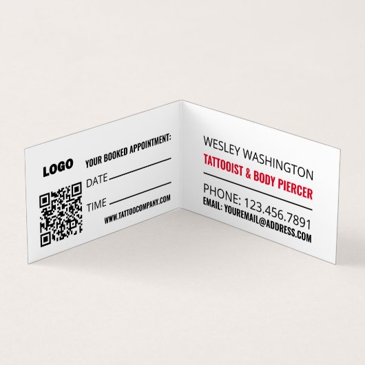 Tattoo & Body Piercing Studio, Ernennung Visitenkarten (Innenseite)