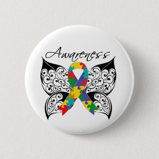 Tattoo Butterfly Awareness - Autismus Button (Vorderseite)