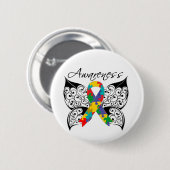 Tattoo Butterfly Awareness - Autismus Button (Vorne & Hinten)