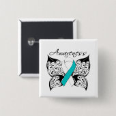 Tattoo Butterfly Awareness - Gebärmutterhalskrebs Button (Vorne & Hinten)