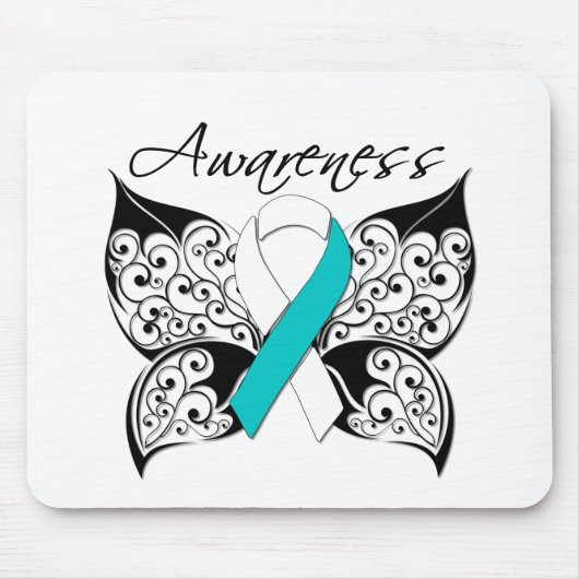 Tattoo Butterfly Awareness - Gebärmutterhalskrebs Mousepad (Vorne)