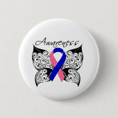 Tattoo Butterfly Awareness - Männlicher Brustkrebs Button (Vorderseite)