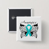 Tattoo Butterfly Awareness - Ovarialkarzinom Button (Vorne & Hinten)