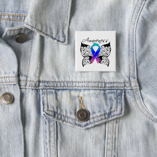 Tattoo Butterfly Awareness - Schilddrüsenkrebs Button (Beispiel)