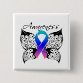 Tattoo Butterfly Awareness - Schilddrüsenkrebs Button (Vorderseite)