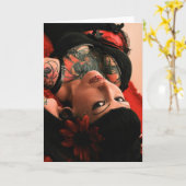 Tattoo Button Up Karte (Gelbe Blume)