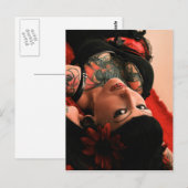 Tattoo Button Up Postkarte (Vorne/Hinten)