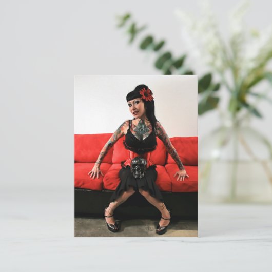 Tattoo Button Up Postkarte (Stehend Vorderseite)