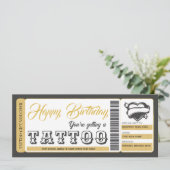 Tattoo Certificate Geburtstag Geschenkgutschein Einladung (Stehend Vorderseite)