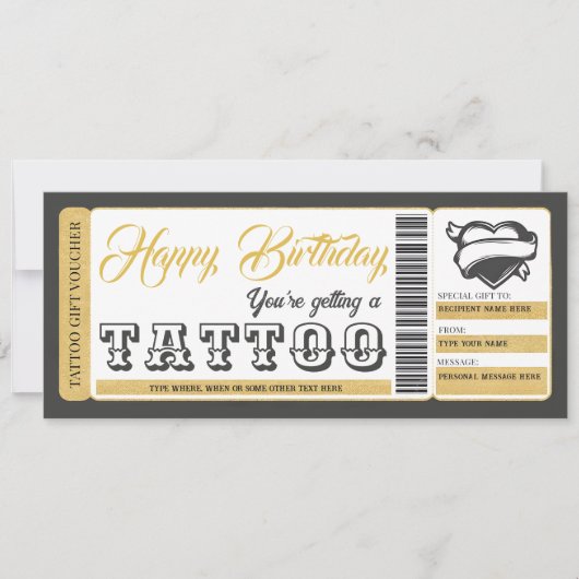 Tattoo Certificate Geburtstag Geschenkgutschein Einladung (Vorderseite)