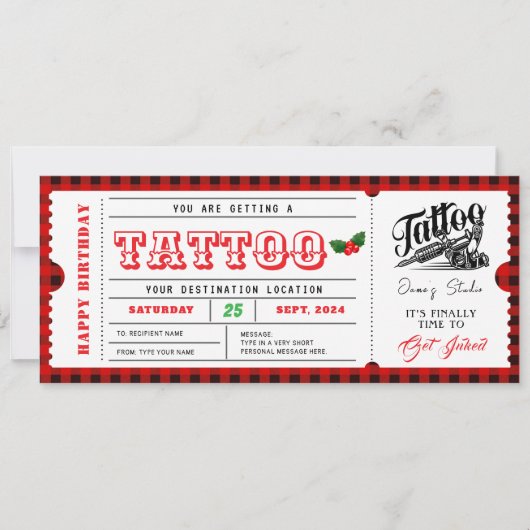 Tattoo Christmas Geschenkgutschein Einladung (Vorderseite)