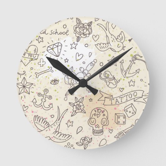 Tattoo concept pattern runde wanduhr (Vorderseite)