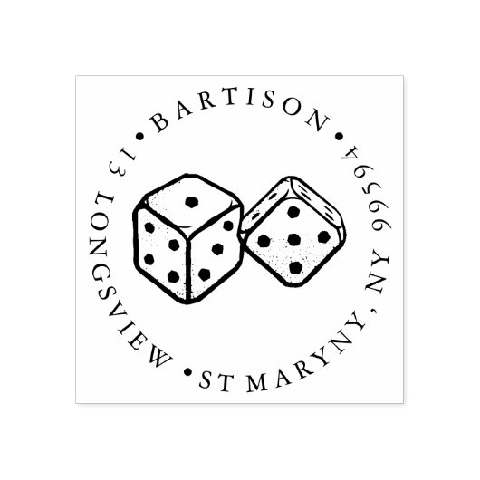 TATTOO DICE RUNDE RÜCKSENDEADRESSE GUMMISTEMPEL (Prägung)