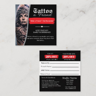 Tattoo-Empfehlungskarte Vorlage   Einen Freund tät Quadratische Visitenkarte