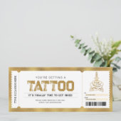 Tattoo erhält Gold Geschenkgutschein Einladung (Stehend Vorderseite)