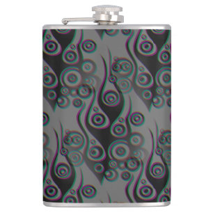 Tattoo Flammen & Kreise Muster + Ihr Backgr. Flachmann