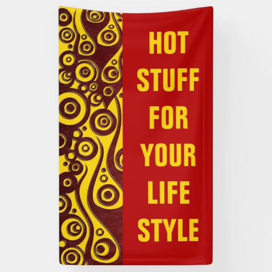 Tattoo Flammen & Kreise rot + Ihr Rücken. Idee Banner (Vertikal)