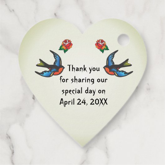 Tattoo-Gastgeschenke Hochzeiten Danke Geschenkanhänger (Rückseite)