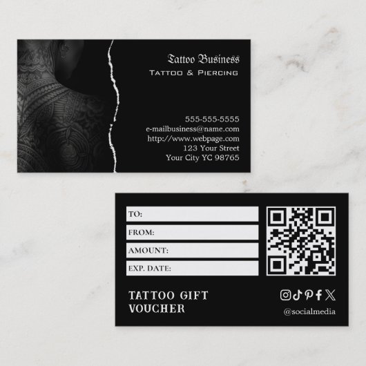Tattoo-Geschenkgutschein Visitenkarte (Vorne/Hinten)