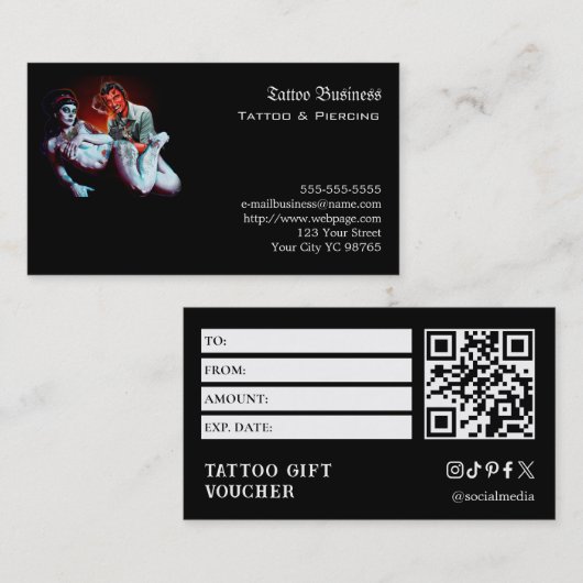 Tattoo-Geschenkgutschein Visitenkarte (Vorne/Hinten)
